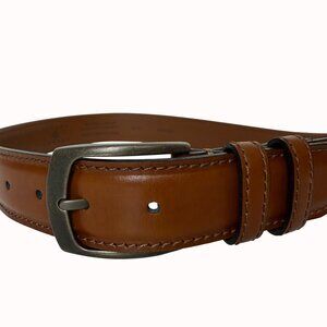 Joseph Abboud Mens Cognac Belt Brown Italian Genuine Leather Gunmetal Buckle